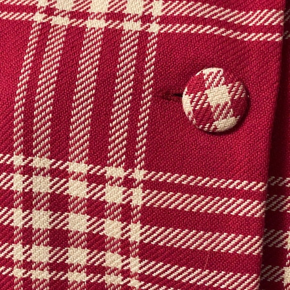 Stunning red check  coat with polka dot silk lining - Picture 5 of 7